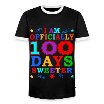 100th Day Sweeter 100 Days Of School - Men's Ringer Shirt - black/white - Front - AI Model Female 172 light (172cm) & AI Model Male 178 light (178cm)