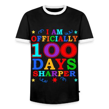 100th Day Sharper 100 Days Of School - Men's Ringer Shirt - black/white - Front - AI Model Female 172 light (172cm) & AI Model Male 178 light (178cm)