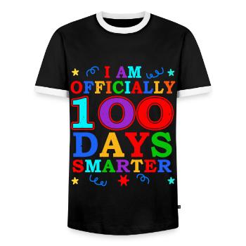 100th Day Smarter 100 Days Of School - Men's Ringer Shirt - black/white - Front - AI Model Female 172 light (172cm) & AI Model Male 178 light (178cm)