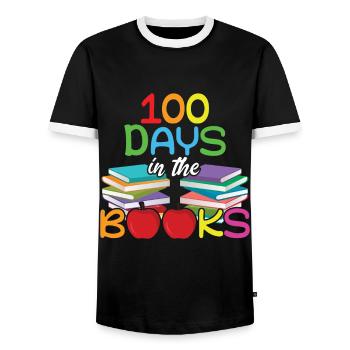 Le 100e jour de l’étudiant dans les livres 100 jours d’école - T-shirt contrasté Homme - noir/blanc - Devant - AI Model Female 172 light (172cm) & AI Model Male 178 light (178cm)