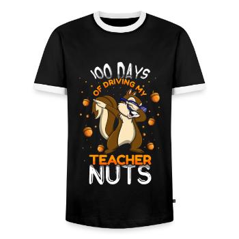 Schüler 100. Tag Lehrer Nüsse 100 Tage Schule - Männer Kontrast-T-Shirt - Schwarz/Weiß - Vorne - AI Model Female 172 light (172cm) & AI Model Male 178 light (178cm)