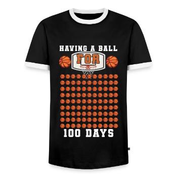 Étudiant 100e jour de basketball 100 jours d’école - T-shirt contrasté Homme - noir/blanc - Devant - AI Model Female 172 light (172cm) & AI Model Male 178 light (178cm)