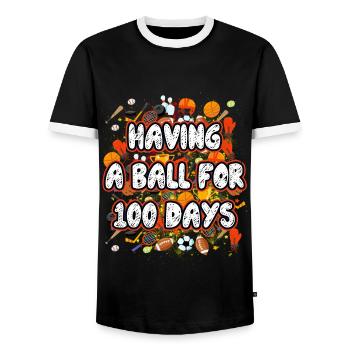 Student 100th Day Of Sports 100 Days Of School - Men's Ringer Shirt - black/white - Front - AI Model Female 172 light (172cm) & AI Model Male 178 light (178cm)