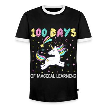 Magical 100th Day Of Magical 100 Days Of School - Men's Ringer Shirt - black/white - Front - AI Model Female 172 light (172cm) & AI Model Male 178 light (178cm)