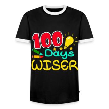 Student 100th Day Wiser 100 Days Of School - Men's Ringer Shirt - black/white - Front - AI Model Female 172 light (172cm) & AI Model Male 178 light (178cm)