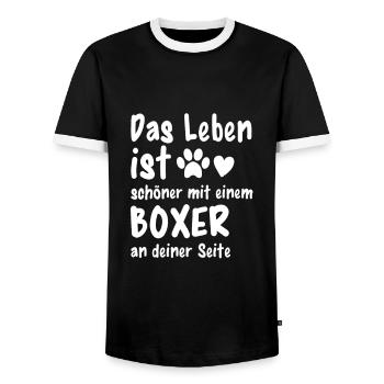 Boxer machen das Leben schöner Lustiges Boxer - Männer Kontrast-T-Shirt - Schwarz/Weiß - Vorne - AI Model Female 172 light (172cm) & AI Model Male 178 light (178cm)