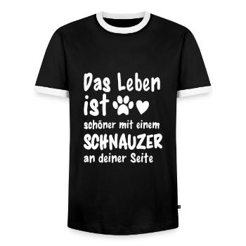Schnauzer Hund Hundehalter Lustiges Schnauzer - Männer Kontrast-T-Shirt - Schwarz/Weiß - Vorne - AI Model Female 172 light (172cm) & AI Model Male 178 light (178cm)
