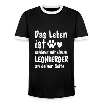 Leonberger Hund Hundehalter Lustiges Hunde - Männer Kontrast-T-Shirt - Schwarz/Weiß - Vorne - AI Model Female 172 light (172cm) & AI Model Male 178 light (178cm)