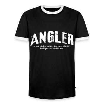 Angler Humor Angeln Angelrute Lustiges Fischer - Männer Kontrast-T-Shirt - Schwarz/Weiß - Vorne - AI Model Female 172 light (172cm) & AI Model Male 178 light (178cm)