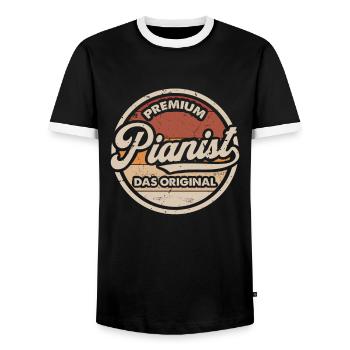 Pianist Original Pianospieler Lustiges Piano - Männer Kontrast-T-Shirt - Schwarz/Weiß - Vorne - AI Model Female 172 light (172cm) & AI Model Male 178 light (178cm)