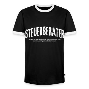Steuerberater zu sein ist nicht einfach Lustiges - Männer Kontrast-T-Shirt - Schwarz/Weiß - Vorne - AI Model Female 172 light (172cm) & AI Model Male 178 light (178cm)