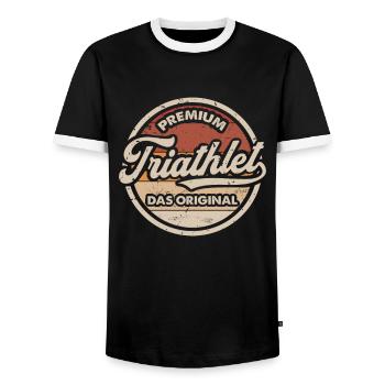 Triathlet Original Vintage Triathleten - Männer Kontrast-T-Shirt - Schwarz/Weiß - Vorne - AI Model Female 172 light (172cm) & AI Model Male 178 light (178cm)