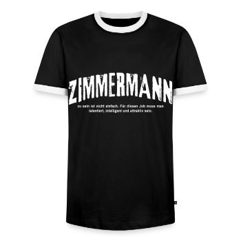 Zimmermann zu sein ist nicht einfach Lustiges - Männer Kontrast-T-Shirt - Schwarz/Weiß - Vorne - AI Model Female 172 light (172cm) & AI Model Male 178 light (178cm)