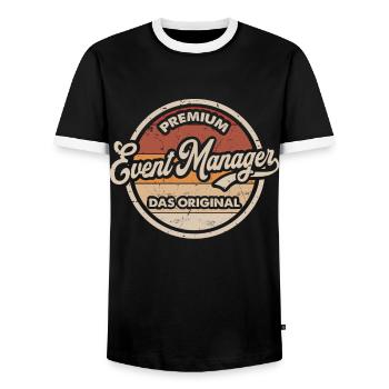 Event Manager Original Eventmanager - Männer Kontrast-T-Shirt - Schwarz/Weiß - Vorne - AI Model Female 172 light (172cm) & AI Model Male 178 light (178cm)