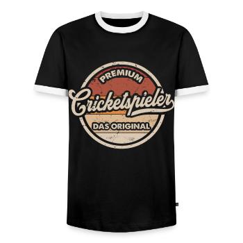 Cricket Original Cricketspieler - Männer Kontrast-T-Shirt - Schwarz/Weiß - Vorne - AI Model Female 172 light (172cm) & AI Model Male 178 light (178cm)