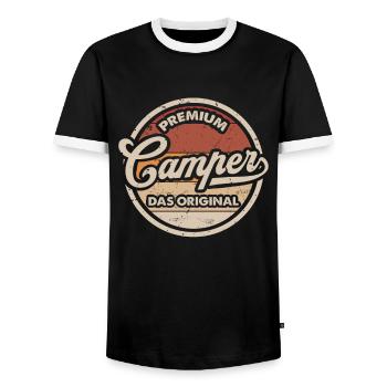 Camper Original Wohnwagen Lustiges Camping - Männer Kontrast-T-Shirt - Schwarz/Weiß - Vorne - AI Model Female 172 light (172cm) & AI Model Male 178 light (178cm)