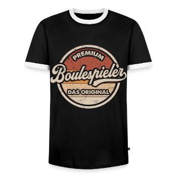 Boulespieler Original Boulesport - Männer Kontrast-T-Shirt - Schwarz/Weiß - Vorne - AI Model Female 172 light (172cm) & AI Model Male 178 light (178cm)