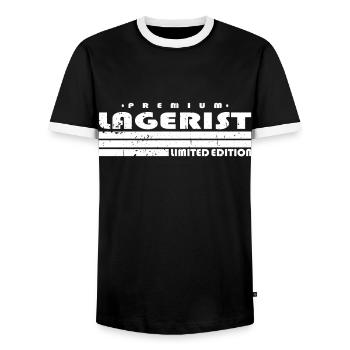 Lagerist Limited Edition Lagerlogistik - Männer Kontrast-T-Shirt - Schwarz/Weiß - Vorne - AI Model Female 172 light (172cm) & AI Model Male 178 light (178cm)