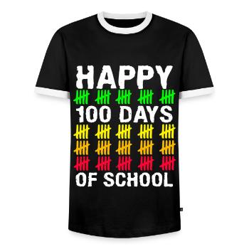 Stick Student Glücklicher 100. Tag 100 Tage Schule - Männer Kontrast-T-Shirt - Schwarz/Weiß - Vorne - AI Model Female 172 light (172cm) & AI Model Male 178 light (178cm)
