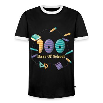 Lustiger Student 100. Tag 100 Tage Schule - Männer Kontrast-T-Shirt - Schwarz/Weiß - Vorne - AI Model Female 172 light (172cm) & AI Model Male 178 light (178cm)