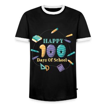 Lustiger Student Alles Gute 100. Tag 100 Tage Schule - Männer Kontrast-T-Shirt - Schwarz/Weiß - Vorne - AI Model Female 172 light (172cm) & AI Model Male 178 light (178cm)
