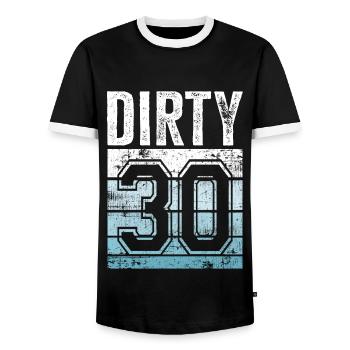 30th birthday 30 years old Sporty 30 - Men's Ringer Shirt - black/white - Front - AI Model Female 172 light (172cm) & AI Model Male 178 light (178cm)