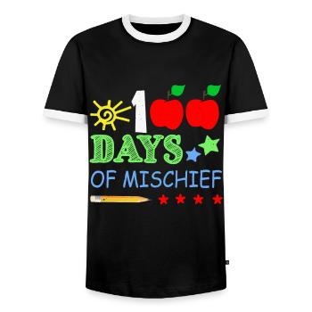 Crayon 100e jour de méfait 100 jours d’école - T-shirt contrasté Homme - noir/blanc - Devant - AI Model Female 172 light (172cm) & AI Model Male 178 light (178cm)