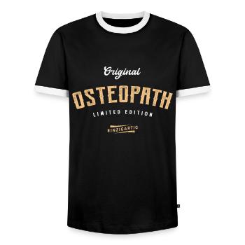 Osteopath Limited Edition - Männer Kontrast-T-Shirt - Schwarz/Weiß - Vorne - AI Model Female 172 light (172cm) & AI Model Male 178 light (178cm)