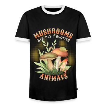 Waldpilze, Pilze, lustiger Spruch - Männer Kontrast-T-Shirt - Schwarz/Weiß - Vorne - AI Model Female 172 light (172cm) & AI Model Male 178 light (178cm)