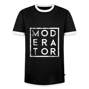 Moderator Minimalismus - Männer Kontrast-T-Shirt - Schwarz/Weiß - Vorne - AI Model Female 172 light (172cm) & AI Model Male 178 light (178cm)
