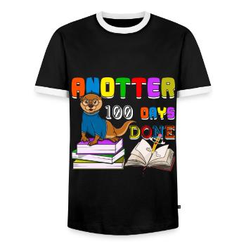 Happy 100th Day Otter 100 Tage Schule - Männer Kontrast-T-Shirt - Schwarz/Weiß - Vorne - AI Model Female 172 light (172cm) & AI Model Male 178 light (178cm)