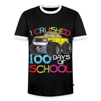100. Tag Crushed Truck Glückliche 100 Tage Schule - Männer Kontrast-T-Shirt - Schwarz/Weiß - Vorne - AI Model Female 172 light (172cm) & AI Model Male 178 light (178cm)