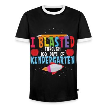 Navire du 100e jour dynamité Heureux 100 jours d’école - T-shirt contrasté Homme - noir/blanc - Devant - AI Model Female 172 light (172cm) & AI Model Male 178 light (178cm)