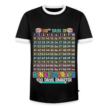 Smart 100. Tag des Kindergartens 100 Tage Schule - Männer Kontrast-T-Shirt - Schwarz/Weiß - Vorne - AI Model Female 172 light (172cm) & AI Model Male 178 light (178cm)