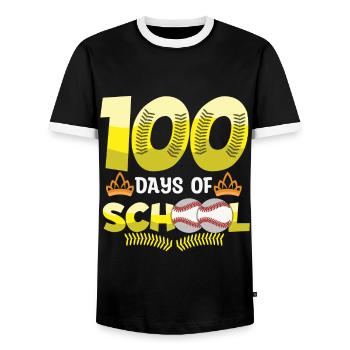 100e jour de softball baseball 100 jours d’école - T-shirt contrasté Homme - noir/blanc - Devant - AI Model Female 172 light (172cm) & AI Model Male 178 light (178cm)