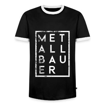 Metallbauer Minimalismus Metallbau - Männer Kontrast-T-Shirt - Schwarz/Weiß - Vorne - AI Model Female 172 light (172cm) & AI Model Male 178 light (178cm)