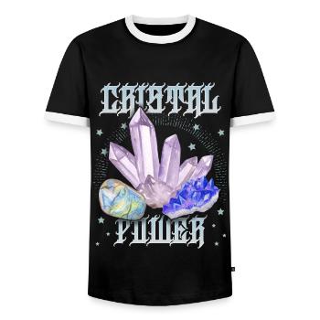 Crystal Crystal-Power Healing Esoteric Crystals - Men's Ringer Shirt - black/white - Front - AI Model Female 172 light (172cm) & AI Model Male 178 light (178cm)