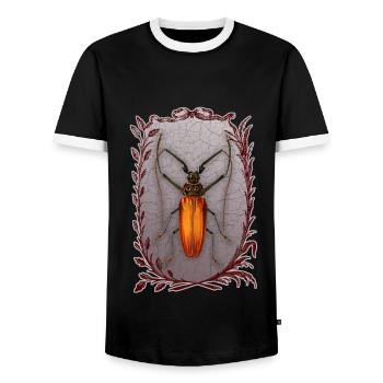 Bugs-Beetles, Maikäfer, Enoplocerus Armillatus - Männer Kontrast-T-Shirt - Schwarz/Weiß - Vorne - AI Model Female 172 light (172cm) & AI Model Male 178 light (178cm)