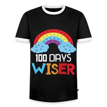 Rainbow Pop 100. Tag Klügere Schultage - Männer Kontrast-T-Shirt - Schwarz/Weiß - Vorne - AI Model Female 172 light (172cm) & AI Model Male 178 light (178cm)