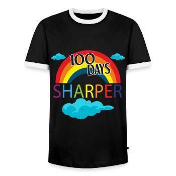 Regenbogenschüler 100. Tag schärfere Schultage - Männer Kontrast-T-Shirt - Schwarz/Weiß - Vorne - AI Model Female 172 light (172cm) & AI Model Male 178 light (178cm)