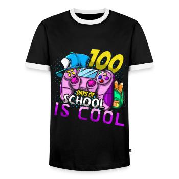 Le jeu du 100e jour des élèves est cool 100 jours d’école - T-shirt contrasté Homme - noir/blanc - Devant - AI Model Female 172 light (172cm) & AI Model Male 178 light (178cm)
