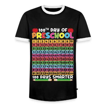 100e jour du calendrier préscolaire 100 jours d’école - T-shirt contrasté Homme - noir/blanc - Devant - AI Model Female 172 light (172cm) & AI Model Male 178 light (178cm)