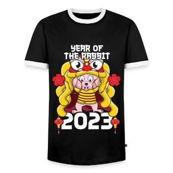 Dragon Rabbit New Year Happy Chinese New Year - Männer Kontrast-T-Shirt - Schwarz/Weiß - Vorne - AI Model Female 172 light (172cm) & AI Model Male 178 light (178cm)