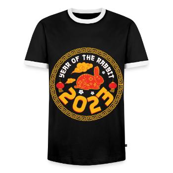 Element Chinese New Year Rabbit 2023 New Year - Männer Kontrast-T-Shirt - Schwarz/Weiß - Vorne - AI Model Female 172 light (172cm) & AI Model Male 178 light (178cm)