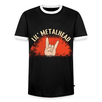 Rocker Sign Rock Hand Little Metal Kid Music Lover - Men's Ringer Shirt - black/white - Front - AI Model Female 172 light (172cm) & AI Model Male 178 light (178cm)