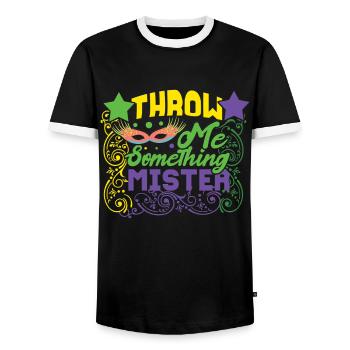 Throw Something Festival Parade Beads Mardi Gras - Männer Kontrast-T-Shirt - Schwarz/Weiß - Vorne - AI Model Female 172 light (172cm) & AI Model Male 178 light (178cm)