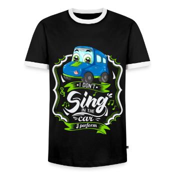 Funny automobile, car saying, singing - Men's Ringer Shirt - black/white - Front - AI Model Female 172 light (172cm) & AI Model Male 178 light (178cm)