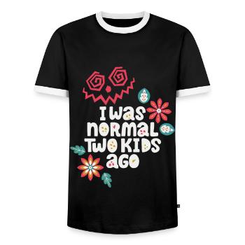 Mutter lustiger Spruch I-was-normal-two-kids-ago - Männer Kontrast-T-Shirt - Schwarz/Weiß - Vorne - AI Model Female 172 light (172cm) & AI Model Male 178 light (178cm)