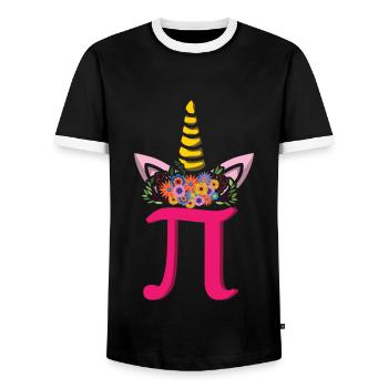 Unicorn March Math Holiday Mathematics Funny Pi - Men's Ringer Shirt - black/white - Front - AI Model Female 172 light (172cm) & AI Model Male 178 light (178cm)