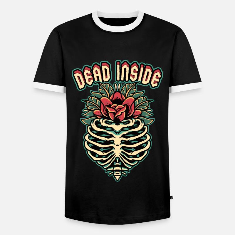 Skeleton, skeleton Dead-Inside, comic-style saying - Men's Ringer Shirt - black/white